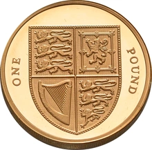 2008 Proof £1 d'Oro - Valuta UK - Stemma Araldico Reale