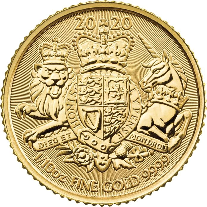 2020 Royal Arms Moneta d'oro 1/10oz