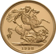 1998 Sterlina d'Oro Quarto Ritratto - Proof Senza confezione