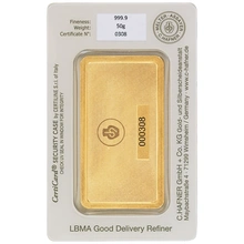 C. Hafner Lingotto d'Oro 50 Grammi