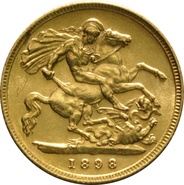 1898 Mezza Sterlina d'Oro - Vittoria Testa Velata - Londra
