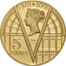 2001 - Proof 5 Pound d'Oro - Centenario Regina Victoria