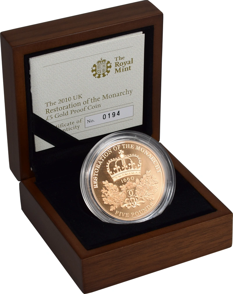 2010 - Proof 5 Pound d'Oro - Restaurazione della Monarchia