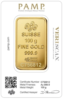 PAMP 100 Grammi Lingotto d'Oro