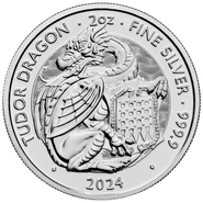 2024 Drago dei Tudor - Bestie dei Tudor Moneta d'argento da 2 once