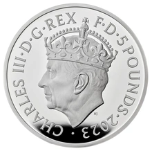 2023 Moneta d'Argento piedfort £5 confezionata - Incoronazione di Re Carlo III