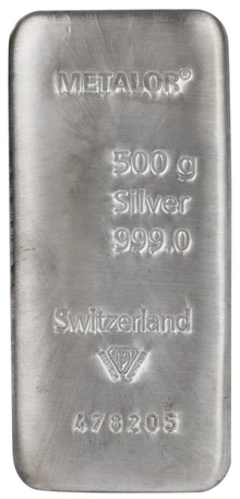 Metalor 500g Lingotto d'Argento