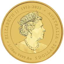 Moneta d'oro colorata da 1/20 once della Zecca del Perth del 2024 Anno del Drago