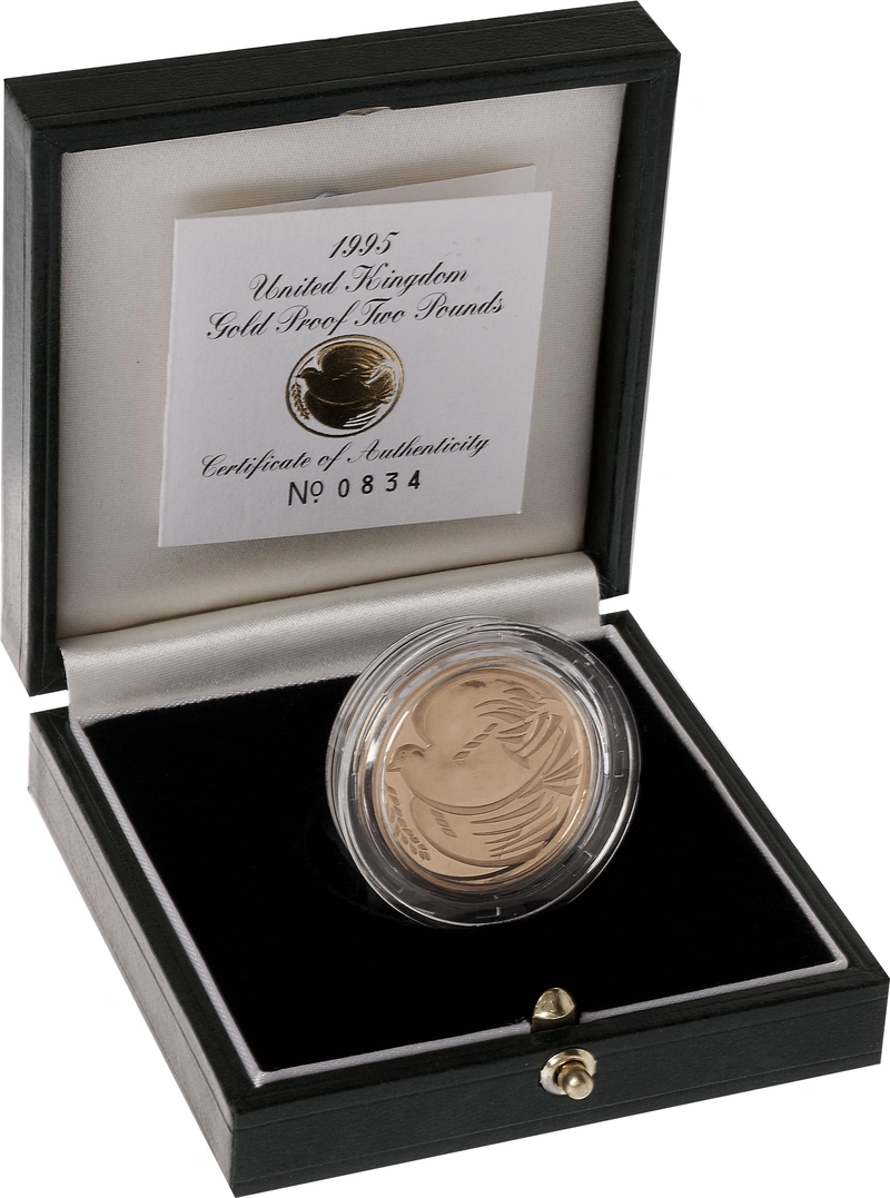 1995 - Proof 2 Pound d'Oro - Colomba della Pace della II Guerra Mondiale