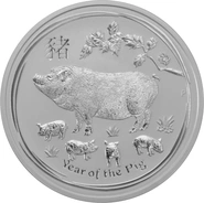 5oz Anno del Maiale d'Argento 2019 - Perth Mint