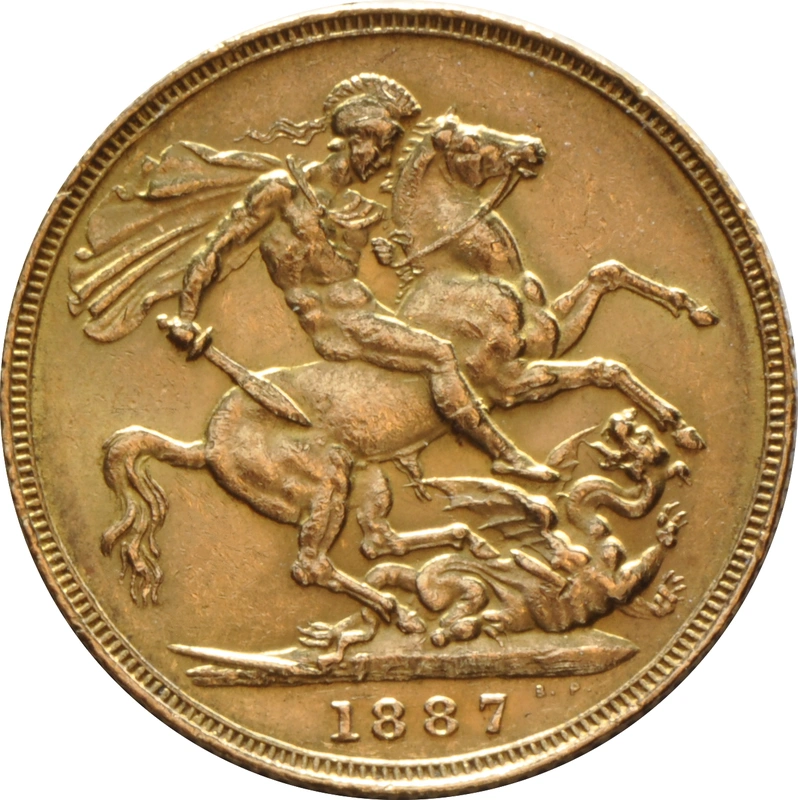 1887 Gold Sovereign Coin Queen Victoria Jubilee Head
