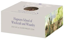 2023 25° Anniversario di Harry Potter - Scuola di Hogwarts - Moneta d'Argento Proof 2oz Confezionata