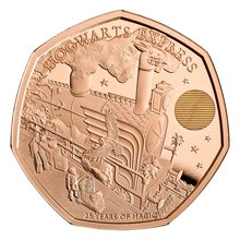 2022 25° Anniversario di Harry Potter - Hogwarts Express - Moneta d'Oro Proof 50p