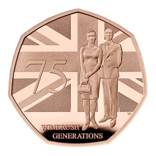 2023 75 Anni della Generazione Windrush Moneta d'oro Proof 50 pence confezionata