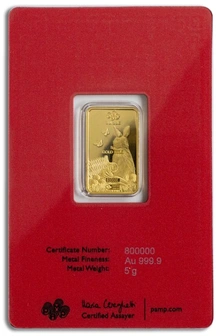 Lingottino d'Oro PAMP 5g Anno del Coniglio
