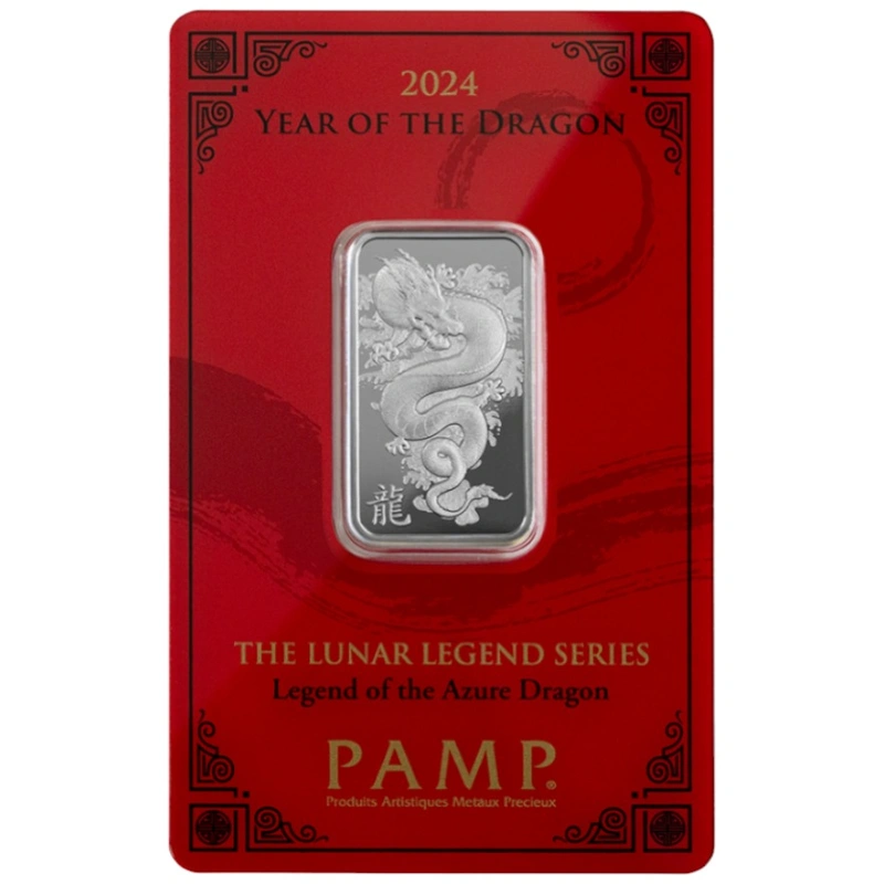 2024 Lingottino d'Argento PAMP 10g Anno del Drago