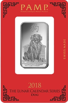 PAMP 1oz 2018 Anno del Cane Lingotto d'Argento