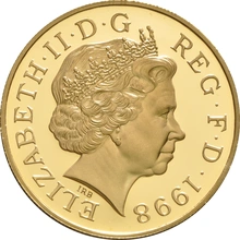 1998 - Proof 5 Pound d'Oro - Principe Carlo 50° Compleanno
