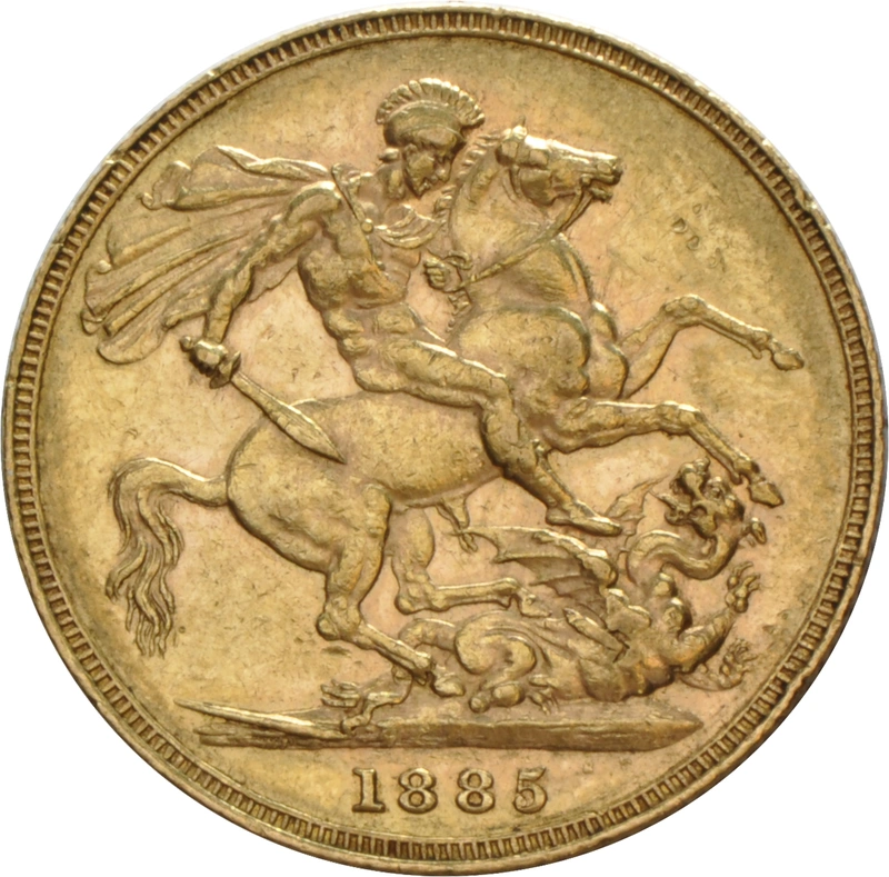 1885 Gold Sovereign Coin Queen Victoria Young Head