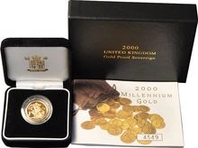 2000 Proof Sterlina d'Oro - Cofanetto