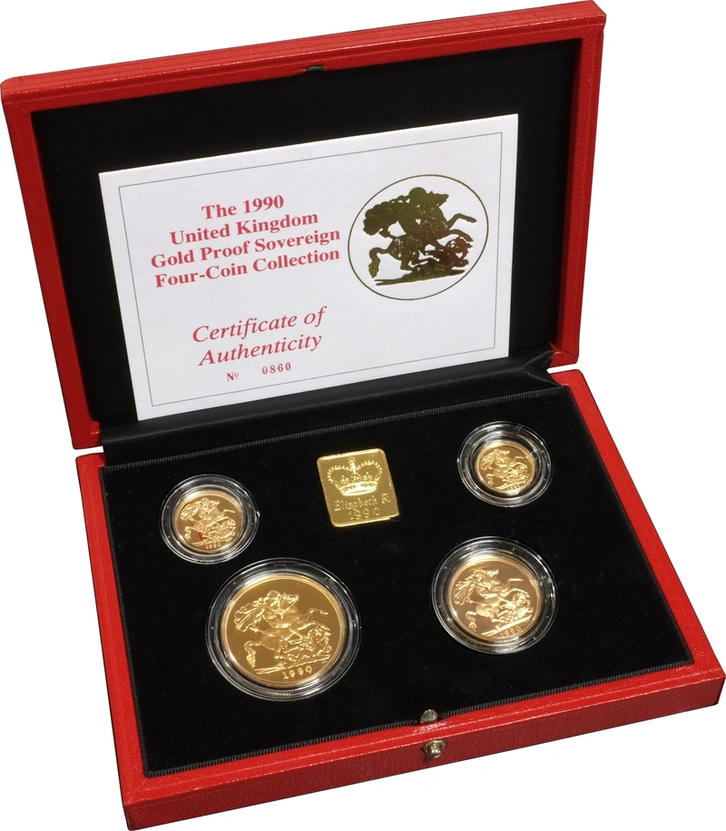 1990 Proof Sterline d'Oro - Cofanetto da 4 Monete