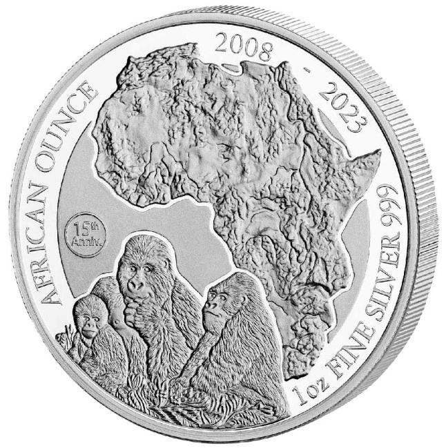 2023 Moneta d'Argento 1oz con Gorilla Africano del Ruanda