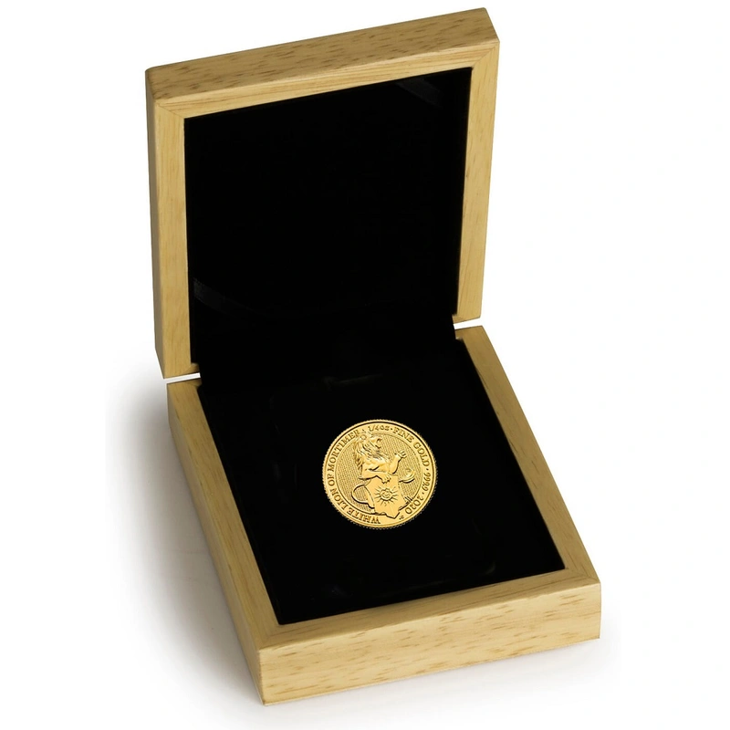 2020 1/4oz White Lion of Mortimer, Queen's Beast Gold Coin Boxed