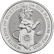 2021 Leone Bianco di Mortimer di Platino 1oz - Queen's Beast