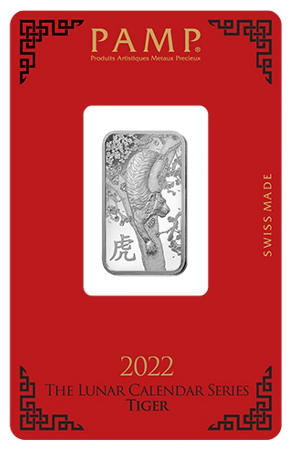 PAMP 10 Grammi 2022 Anno della Tigre Lingotto d'Argento