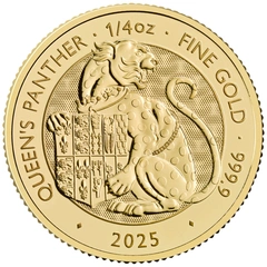 2025 Queen's Panther - Bestie Tudor Moneta d'oro da 1/4 di oz.