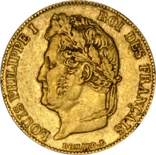 20 Franchi francesi d'Oro - Luigi Filippo - Testa Laureata