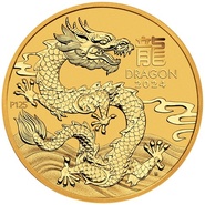 2024 1/10 oz Moneta d'Oro Anno del Drago Perth Mint