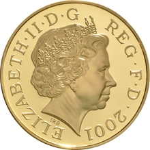 2001 - Proof 5 Pound d'Oro - Centenario Regina Victoria