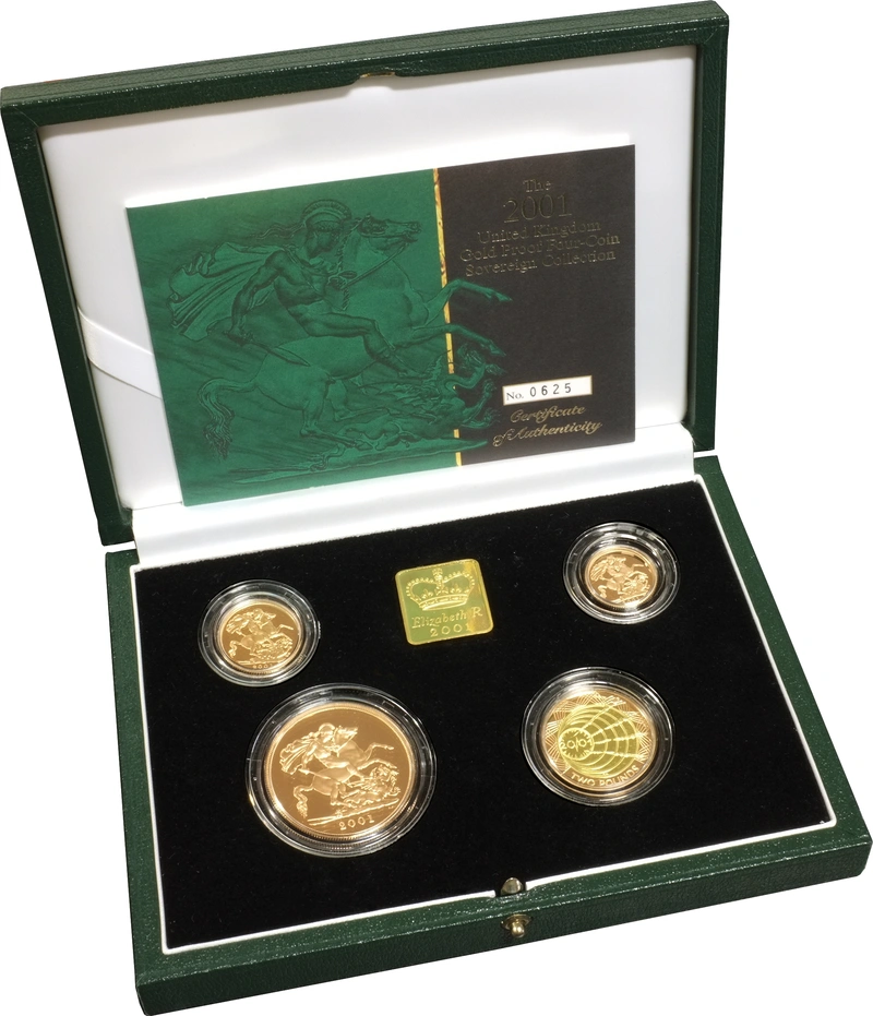 2001 Proof Sterline d'Oro - Cofanetto da 4 Monete