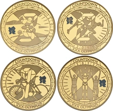 Set Originale di 4 Quintuple Sterline Proof 2012 - Olimpiadi di Londra