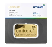 Umicore Lingotto d'Oro 50 Grammi
