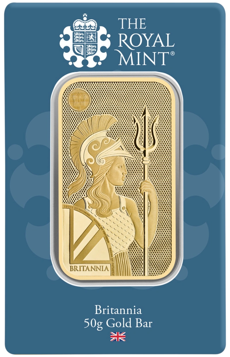 NUOVO Lingotto d'Oro 50 Grammi Britannia