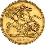 1896 Mezza Sterlina d'Oro - Vittoria Testa Velata - Londra