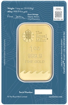 Lingotto d'oro coniato Britannia da 1 oz