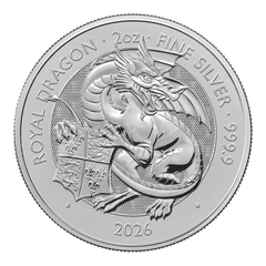 2026 Drago Reale Bestie Tudor Moneta d'argento da 2 oz