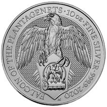 Il Falco dei Plantageneti d'argento 10oz 2020 Confezionata - Queen's Beast