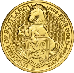 Unicorno di Scozia d'Oro 1/4oz - Queens Beast
