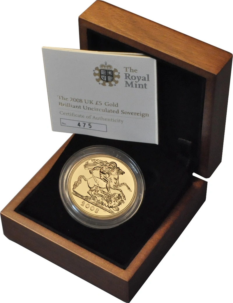 2008 - Proof 5 Pound d'Oro - Mai Circolato