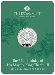 2023 75° Compleanno di Re Carlo - Moneta d'Argento 1/2oz Proof Confezionata