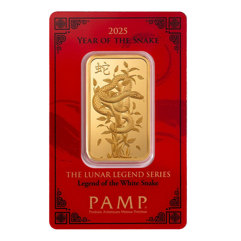 2025 Lingotto d'Oro PAMP 1oz Anno del Serpente