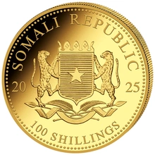 2025 Moneta d'Oro 1/10oz con Elefante Somalo