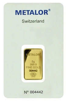 Metalor 5 Grammi Lingottino d'Oro