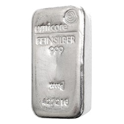 Umicore 1kg silver bullion bar cast